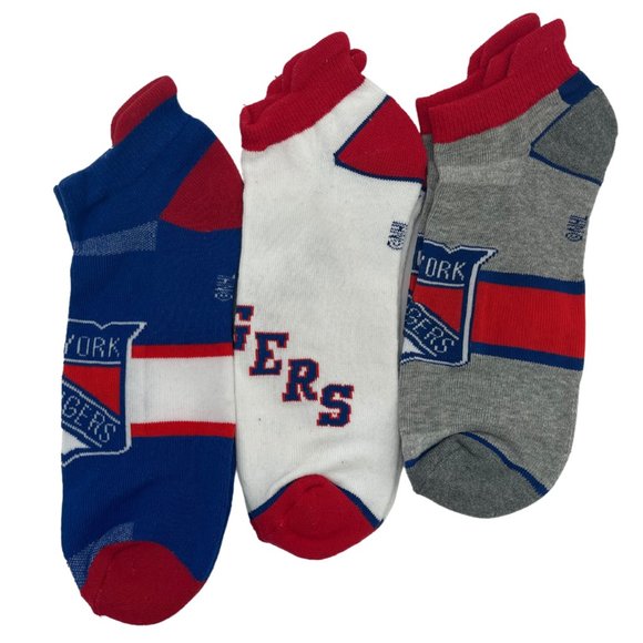 NHL | Men's New York Ranger Socks | 3 Pack | Blue, Grey & White | Size 10-13 - Picture 2 of 3
